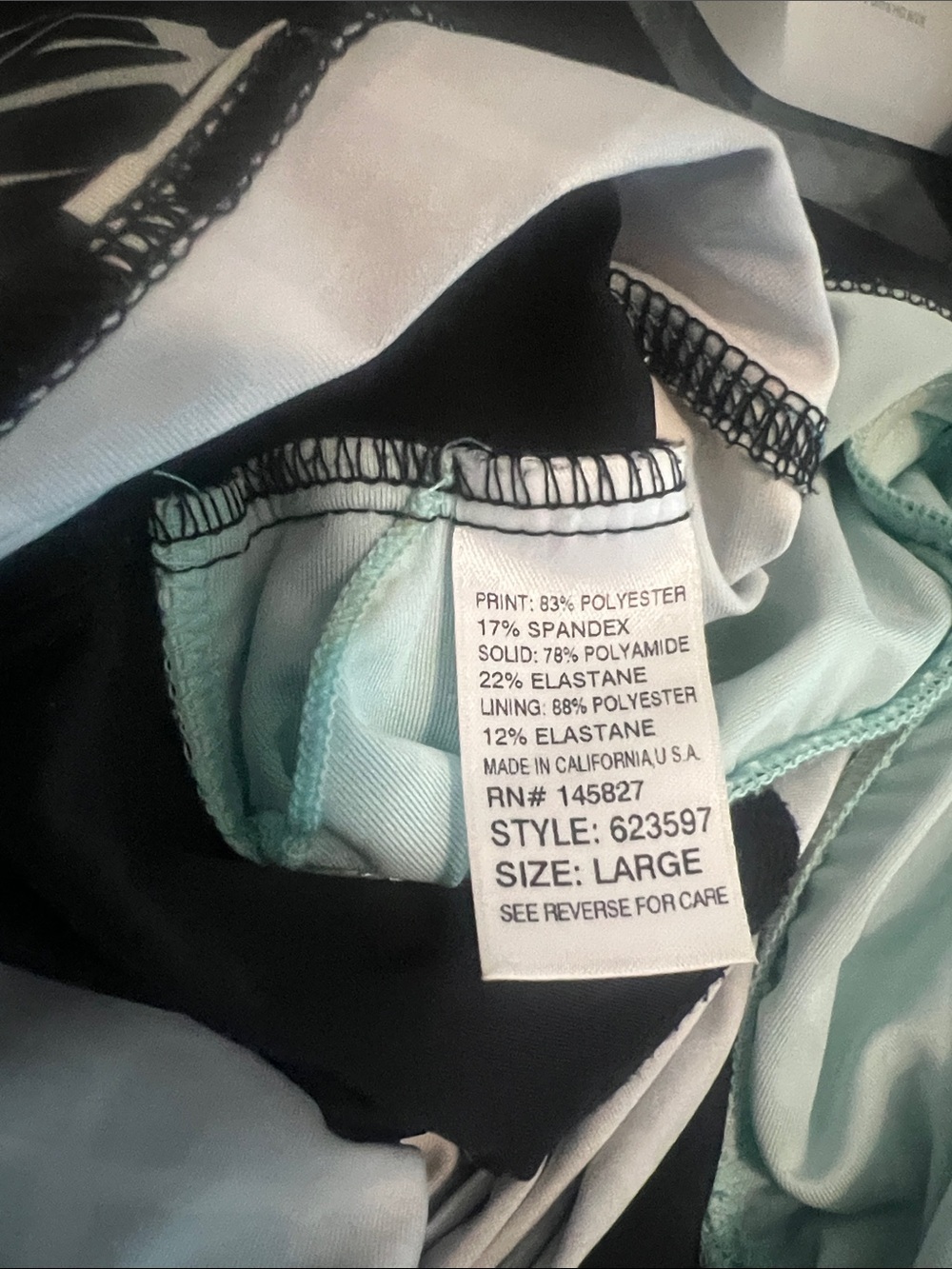 Colorblock Long Sleeve Swimsuit with Tie Neck “Tittle Nine” Size Large - Picture 5 of 11